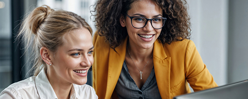 Two people working together